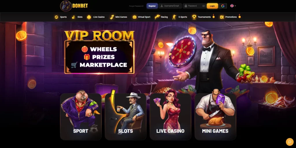 DonBet mafia-themed casino lobby tested across its four welcome bonus tracks