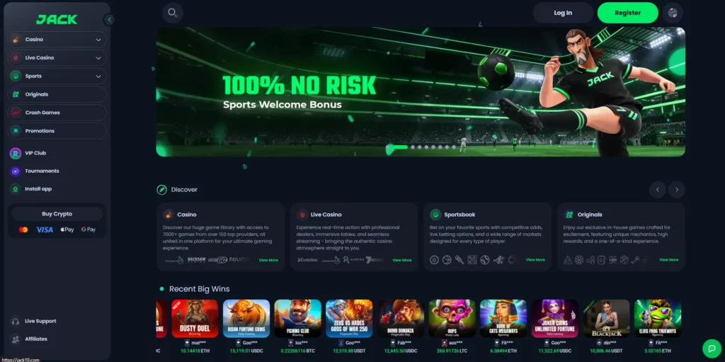 JACK sportsbook and slot lobby interface tested for crypto withdrawal speed